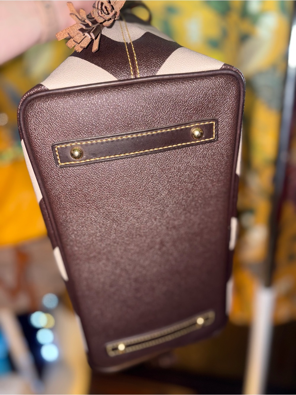 Dooney & Bourke Brown Chevron Bailey Tote Bag - Picture 4 of 5